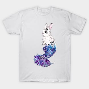 Black and White Mermaid Bunny T-Shirt